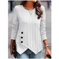 thumbnail image 5 of Women's Long Sleeve Round Neck Top Solid Color Button Jacquard T-Shirt Elegant Trend Autumn Top, 5 of 5
