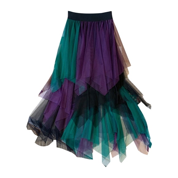 Jupes pour Femmes pour l'Été Jupes Crayon pour Femmes Jupe de Table Athlétique Clips Frange Femmes Western Taille Haute Jupe Ample Ligne A Polyvalente Irrégulière Longue Violette Taille Unique
