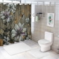 thumbnail image 7 of Chilfamy Farmhouse Flower Floral Shower Curtain, Rustic Purple Daisy Shower Curtain Set, Country Purple Wild Garden Plant Fabric Shower Curtain with Hooks, Brown Wooden Board Bathroom Curtain White, 7 of 7
