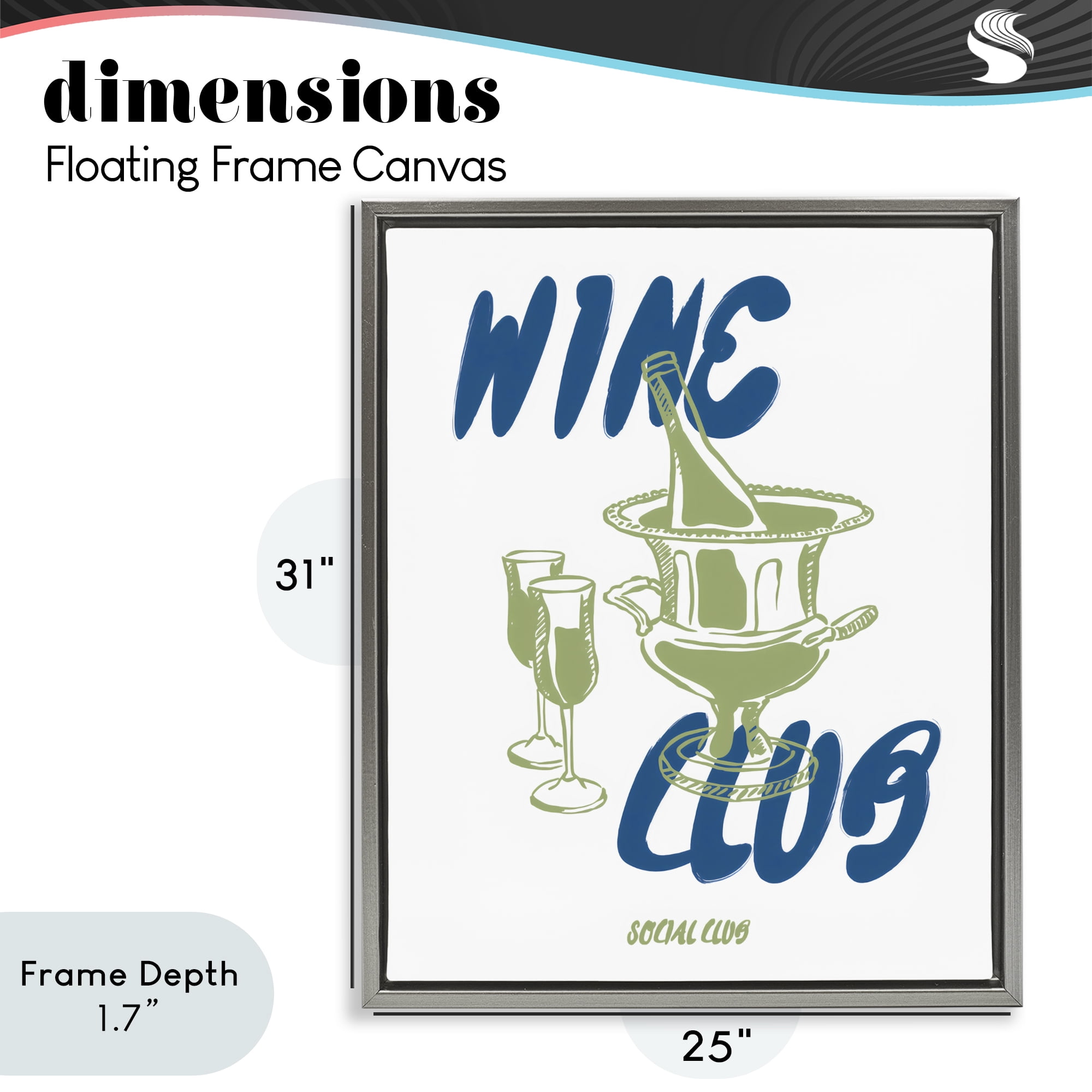 Stupell Industries Wine Club Social Evening Toast Gray Framed Floater Canvas Wall Art, design by The Prints Vibe