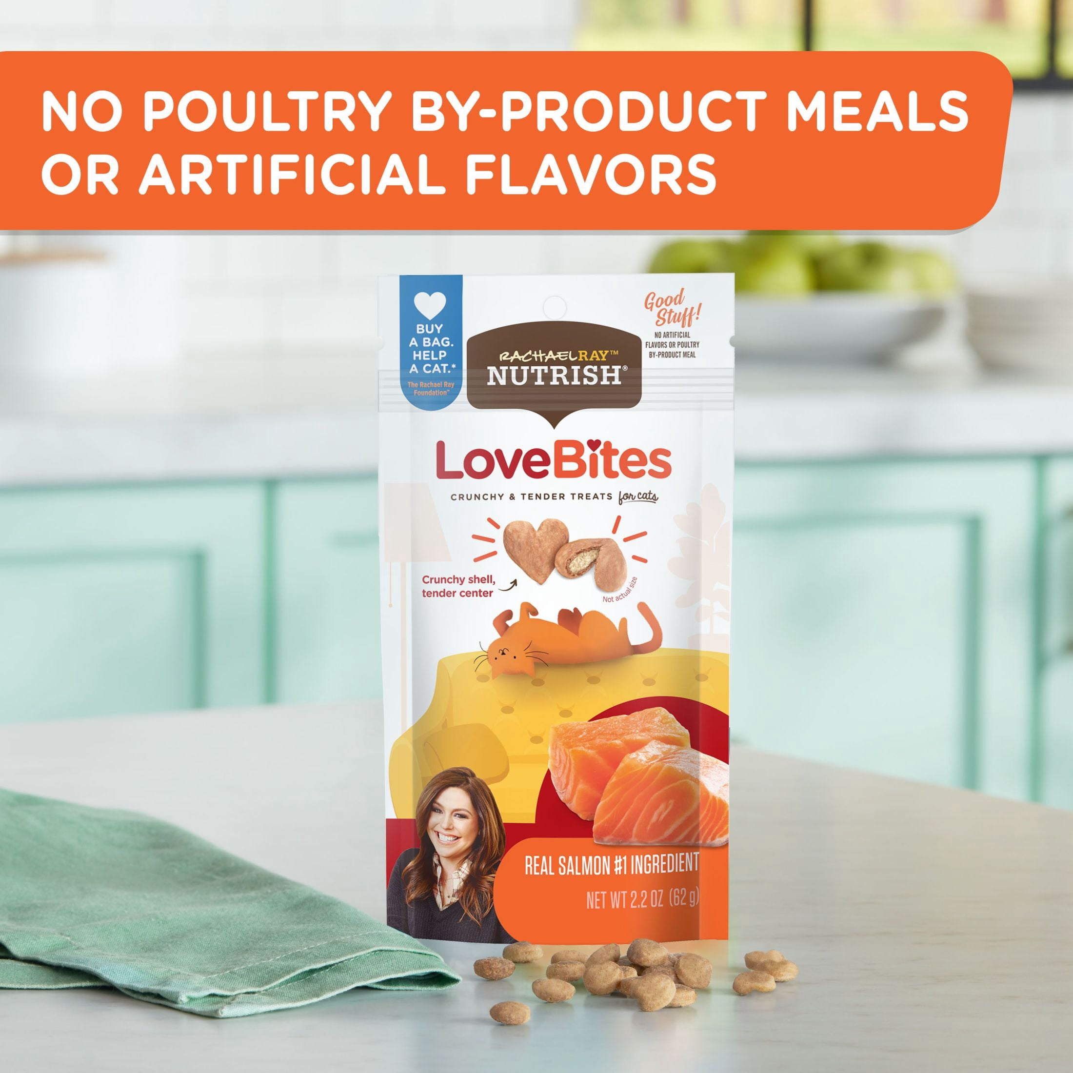 (3 pack) Rachael Ray Nutrish Love Bites Cat Treats, Salmon, 2.2 oz. Bag