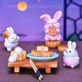 thumbnail image 4 of (Mooncake Rabbit No. 5) Mid-Autumn Festival Series Micro Landscape Ornaments Mooncake-Eating Rabbit Resin Ornaments, 4 of 14