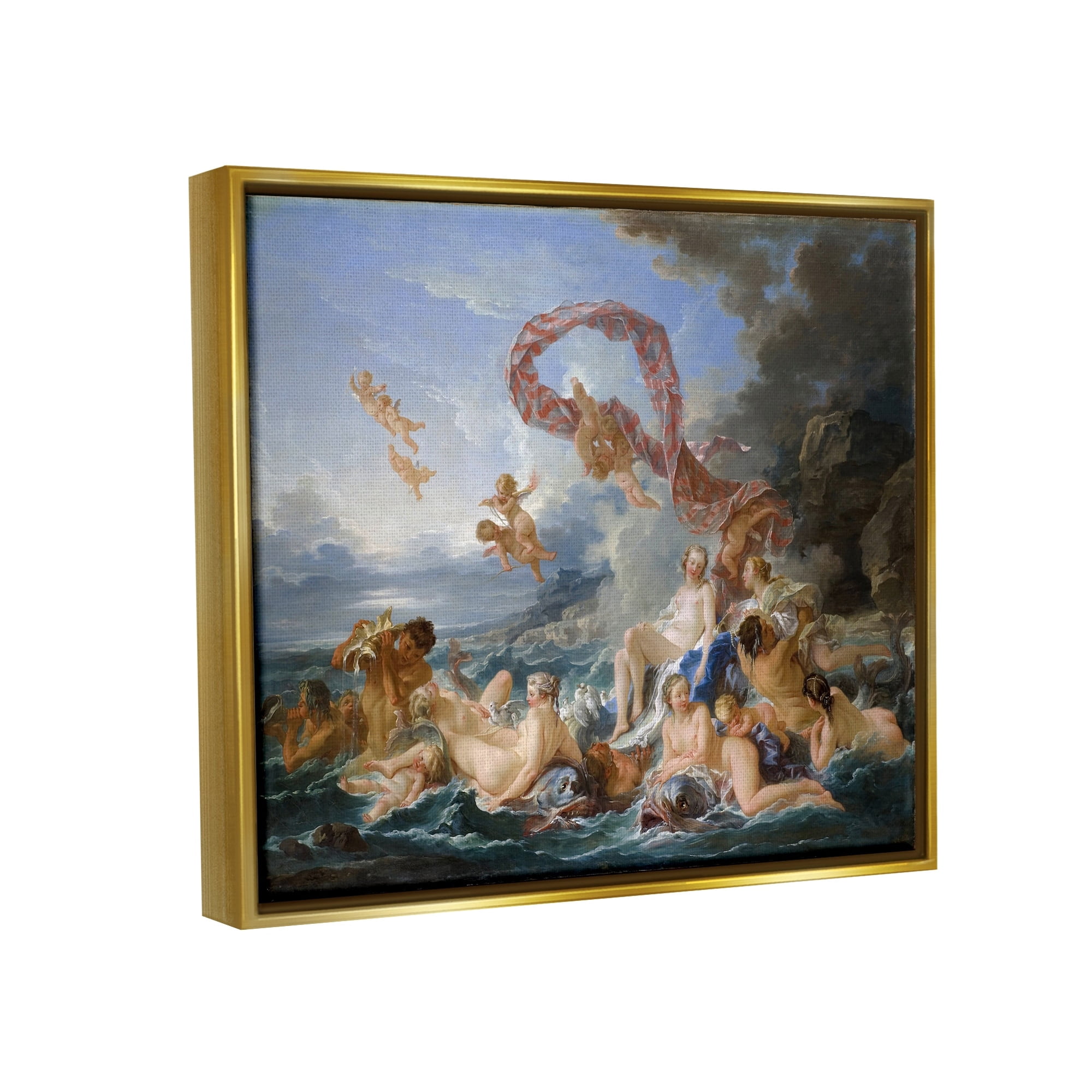 Stupell Industries The Triumph of Venus Francois Boucher Classic Painting Painting Metallic Gold Floating Framed Canvas Print Wall Art, Design by one1000paintings