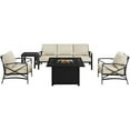 thumbnail image 2 of Crosley Furniture Kaplan Oil Rubbed Bronze/Oatmeal 5 Piece Outdoor Sofa Set with Fire Table, 2 of 2