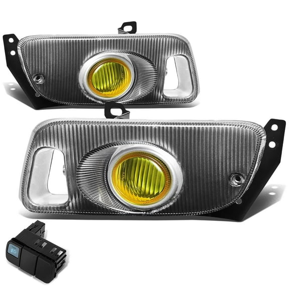 DNA Motoring For 92-95 Honda Civic 2DR 3DR EG JDM Yellow Lens Bumper Fog Light Lamps w/Bezel Wiring Switch