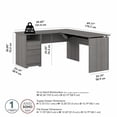 thumbnail image 2 of Pemberly Row Engineered Wood 60W 3 Position Sit to Stand L Shaped Desk - Gray, 2 of 6