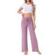 thumbnail image 2 of Pantalones de pijama de mujer INSPIRE CHIC, de pierna ancha, con cordón, pantalones de sudadera elásticos, pantalones de lounge Palazzo, pantalones de yoga para dormir, color morado, 2 of 6