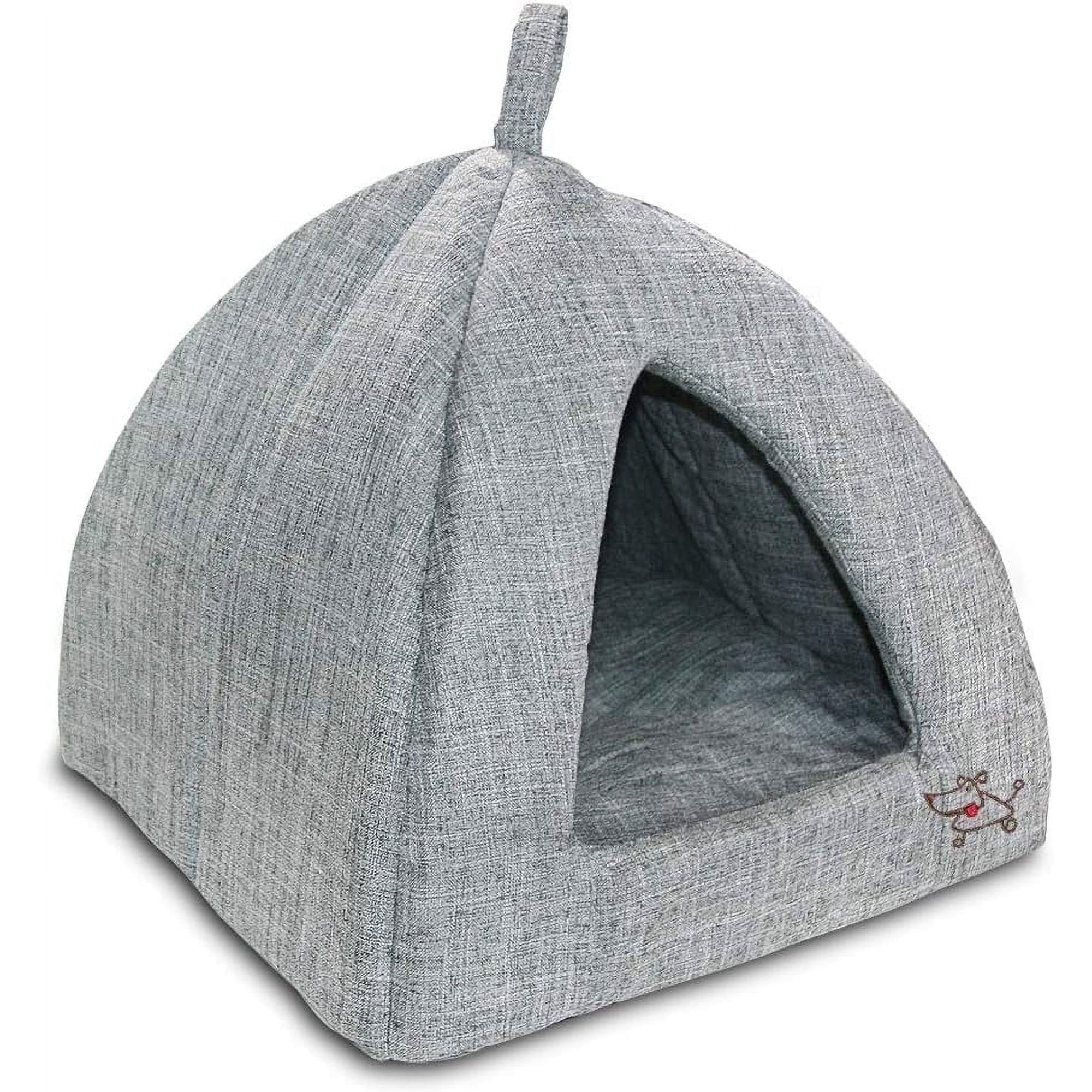Pet Tent-Soft Bed for Dog and Cat by Best Pet Supplies - Gray Linen, 16" x 16" x H:14"