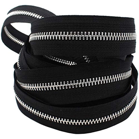 #5 YKK Zipper Continuous Aluminum Black Chain - Choose Your Length - Made in The United States (20 Yards)