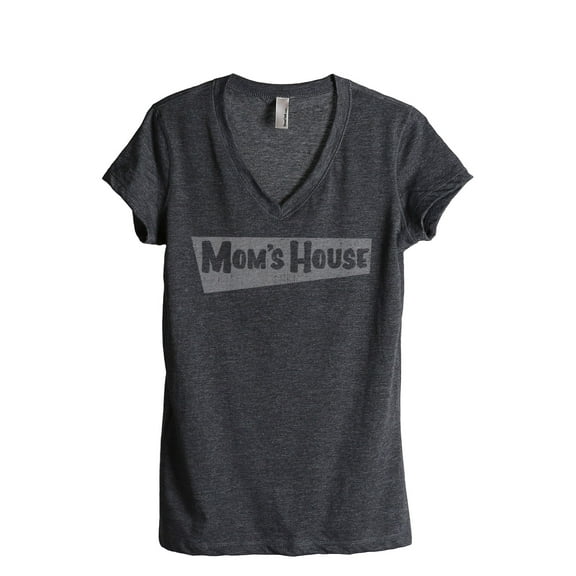 Thread Tank Mom's House (Full House) Women's Fashion Relaxed V-Neck T-Shirt Tee Charcoal Small