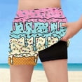 thumbnail image 2 of Crunowin Boys Summer Shorts Ice Cream Print Elastic Waist Lightweight Beach Shorts Beige Size 5T, 2 of 6