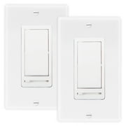 Maxxima 3-Way/Single Pole Decorative LED Slide Dimmer Rocker Switch, Wall Plate Included (Pack of 2)