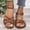 Brown, variant on Norvail Womens Flat Sandals Summer Casual Strappy Sandals, Open Toe Slip On Beach Shoes for Easy Wear, Comfortable Women's Walking Shoes with Cushioned Footbed