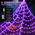 thumbnail image 3 of Scidweet Halloween Decorations Outdoor, 500 LED Halloween Giant Spider Web Lights for Garden Yard Porch Home Decor, Purple White, 3 of 7