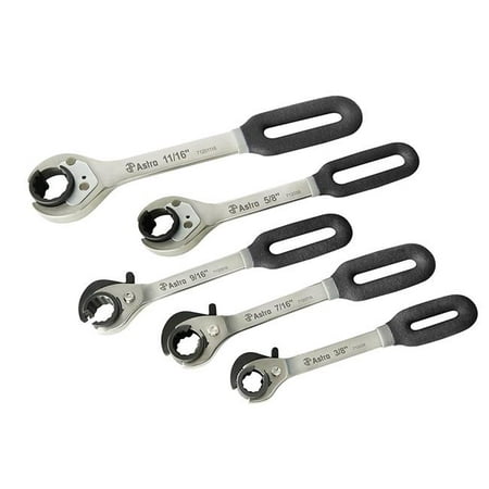 Ratchet Release Flare Nut Wrench Set, 5 Piece