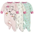 thumbnail image 6 of Gerber Girls' Long Sleeve Footed Sleep N' Plays, 3-Pack, Sizes Newborn - 6/9M, 6 of 8