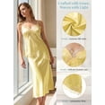 thumbnail image 5 of Deago Women's Summer Satin Lace Cami Tops Spaghetti Strap V Neck Backless Camisole Party Pajamas Asymmetrical Hem Tank Tops (Yellow, M), 5 of 9
