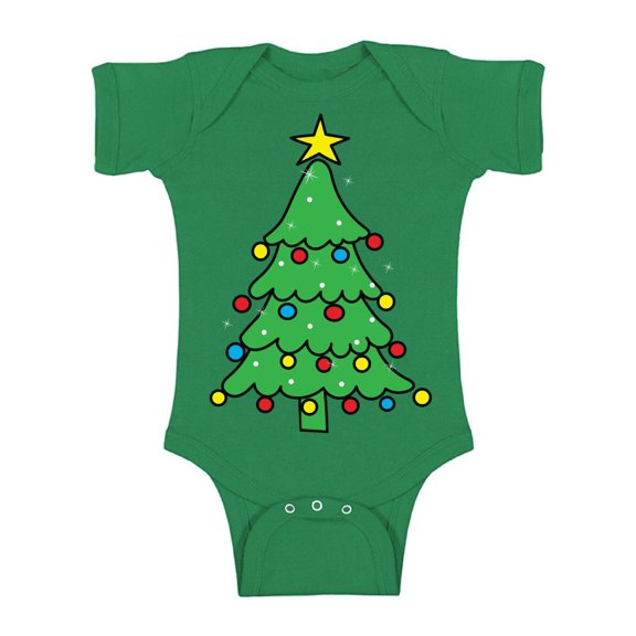 Awkward Styles Christmas Baby Outfit Bodysuit Xmas Tree Green Romper