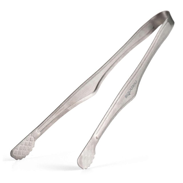 Ti Camping Grill Pan & BBQ Tongs Set Portable Outdoor Cookware Non-Stick Surface Matte Finish Perfect for 1 Person