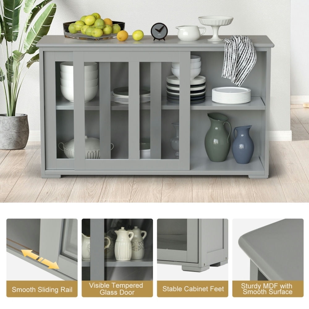 Finihen Kitchen Storage Cabinet, Buffet Sideboard, Sideboard Buffet Cupboard Storage Cabinet with Sliding Door, for Dining Room, Kitchen, Living Room, Gray Finihen Kitchen Storage Cabinet, Buffet Sideboard, Sideboard Buffet Cupboard Storage Cabinet with Sliding Door, for Dining Room, Kitchen, Living Room, Gray