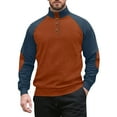 thumbnail image 2 of Corduroy-Sweatshirts for Men No Hood Long Sleeve Button Mock Neck Shirts Mens Vintage Color Block Pullover Basic Business Work Sweatshirt Tops, 2 of 5