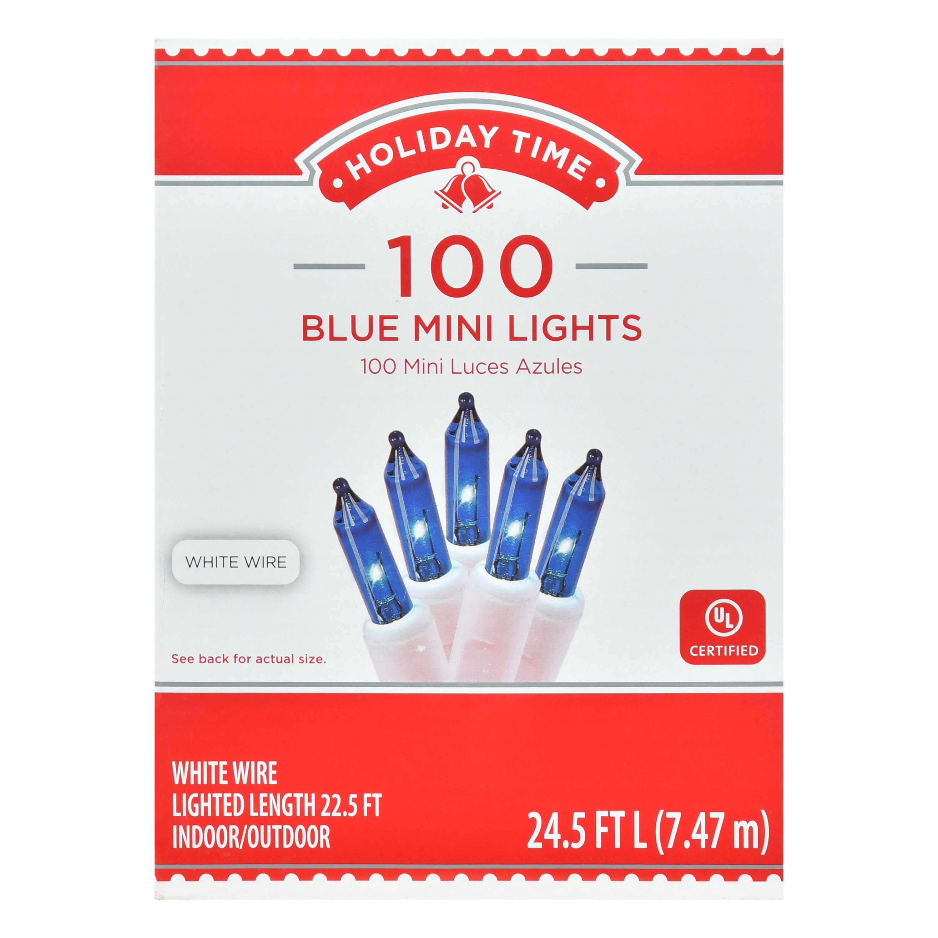 Holiday Time Mini Christmas Lights,24.5ft, blue, 100 count Walmart