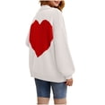 thumbnail image 5 of Lovskoo Cardigan Sweaters for Women Casual Love Pattern Long Sleeve Solid Patchwork Coat Cardigan Blouse White, 5 of 7