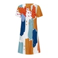 thumbnail image 4 of Mefallenssiah Femmes Été Casual Col Rond Manches Courtes Pliage Robes Imprimées, 4 of 5