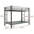 thumbnail image 6 of DreamBuck Twin over Twin Bunk Bed with 2 Build-in Ladder, Heavy Duty Metal Bunk Bed Frame with Safety Guardrail and Metal Slat Support, Space-Saving Twin Bunk Beds for Teens, Adults, Noise Free, 6 of 9