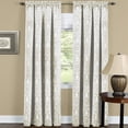 thumbnail image 2 of PowerSellerUSA 2-Pack Window Curtain Panels Set, 52"W x 63"L Inches Rod Pocket Blackout Energy Efficient Panels with Damask Design, Modern Elegant Style Long Curtains for Room Decore, Ivory, 2 of 4