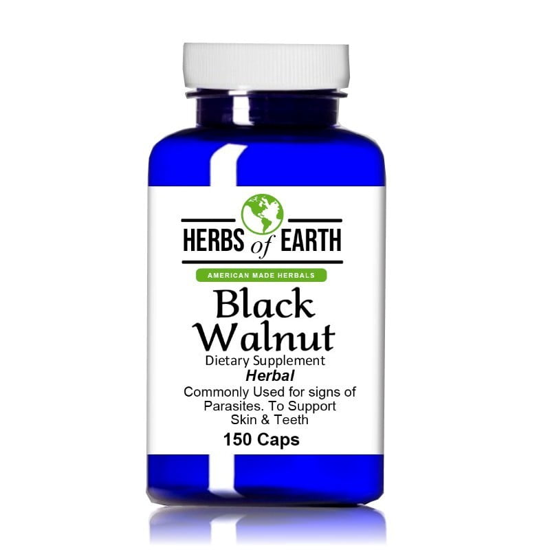 Black Walnut Hull Herbal Caps, For Parasites, Supports Skin and Teeth