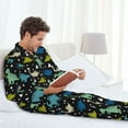 thumbnail image 4 of Mens Pajamas Set, Dinosaur print A Button Down Long Sleeve Loungewear Sleepwear Pjs sets for Men, 4 of 5