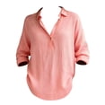thumbnail image 3 of Shirts for Women Imitation Linen Casual Cardigan Paired with A Medium To Long Collared Loose Shirt, 3 of 4