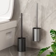 thumbnail image 1 of Juego de Escobilla de Baño de Lujo, Acero Inoxidable, Mango Largo Moderno, Compacto y Fácil de Limpiar, Ideal para La Higiene Del Baño, Gris/Negro, 1 Pieza, 38 X 9 X 9 Cm, 1 of 7