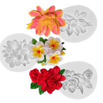 3Pcs Flower Silicone Molds, Hibiscus Plumeria Rose Flower Fondant Silicone Molds,For Sugarcraft, Cupcake Toppers, Soap, Polymer Clay,Crafting Projects