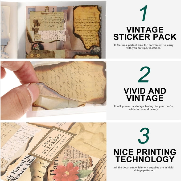 1 Pack Vintage Journal Kit Aesthetic Journaling Supplies Hand Account Stickers, Size: 15x11x1CM