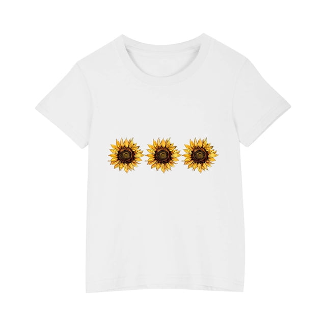 RXIRUCGD 2025 Vêtements d'Été pour Enfants T-shirt Imprimé Mode Mignon Col Rond Manches Courtes