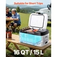 thumbnail image 2 of VEVOR Car Refrigerator, DC 12/24V AC100-240V Compressor Electric Cooler, -4°F to 68°F Car Fridge with APP Control, 16 QT Cars Freezer for RVs, 60W Portable Freezer, 2 of 9