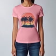 thumbnail image 2 of NAMTYQX Women's T-Shirts Short Sleeve Airoft Loose Fit Fullprint Trendy Graphic Stretch Oversized Round Neck Womens Spring Tops Pink Size 4XL, 2 of 5
