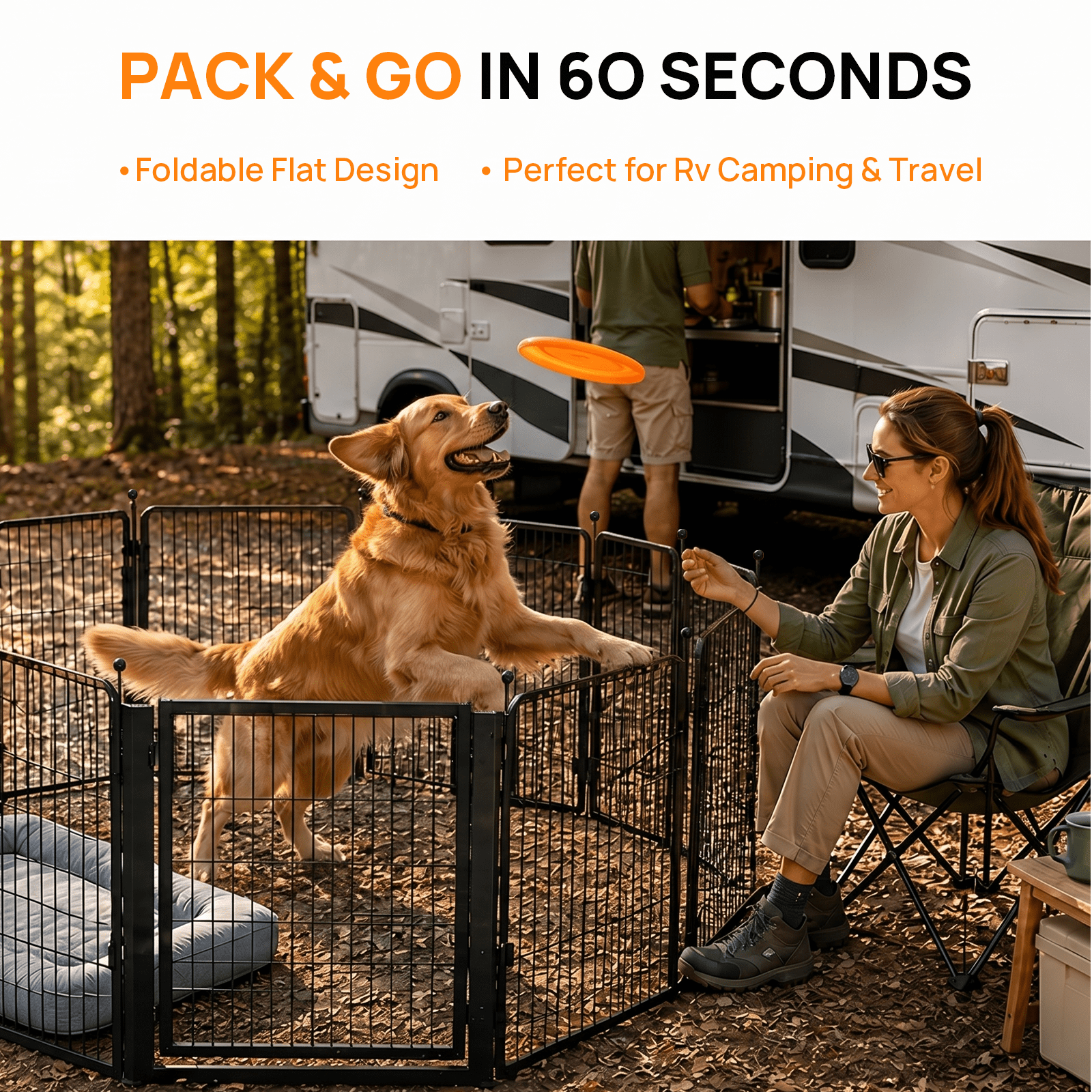 Dog Playpen for Small/Medium Dogs - 32 inch 8 Panels Heavy Duty Metal Puppy Fence Outdoor Indoor with Door, Anti-Rust Foldable Puppy Pen Pet Enclosure, Portable Exercise Kennel for Camping, Yard, RV