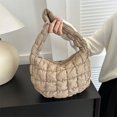 thumbnail image 3 of Bolso Hombro Con Bordado Diamantes para Mujer Bolso Mano Acolchado Invierno (Caqui), 3 of 8