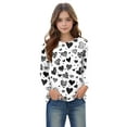 thumbnail image 2 of Bnwani Valentines Long Sleeve Toddler Shirts Girls White Crew Neck Casual Cute Heart Printed Tops 9 Years, 2 of 7