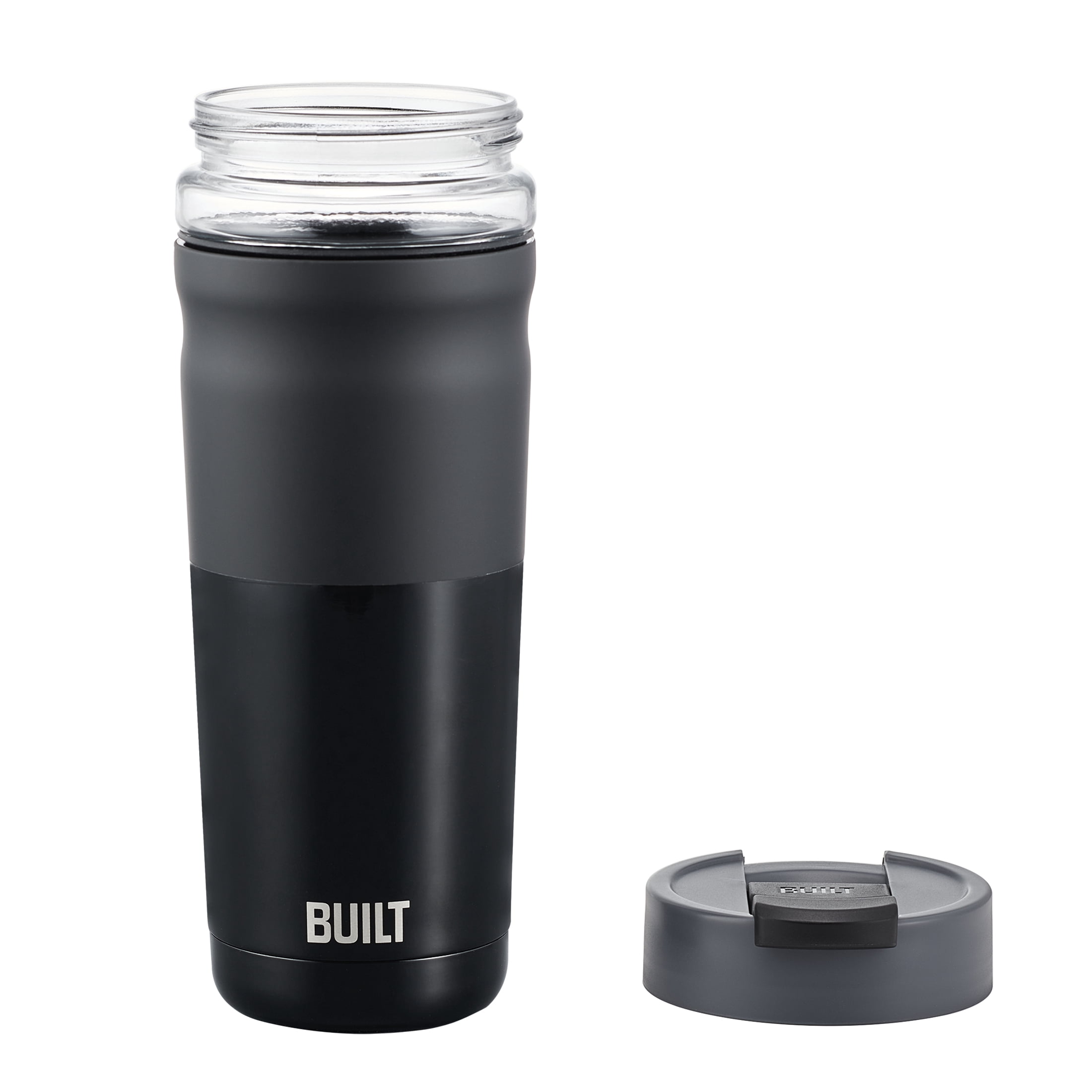 Built Glassx 20 oz Two-Tone Black Insulated Stainless Steel Tumbler with Glass Interior
