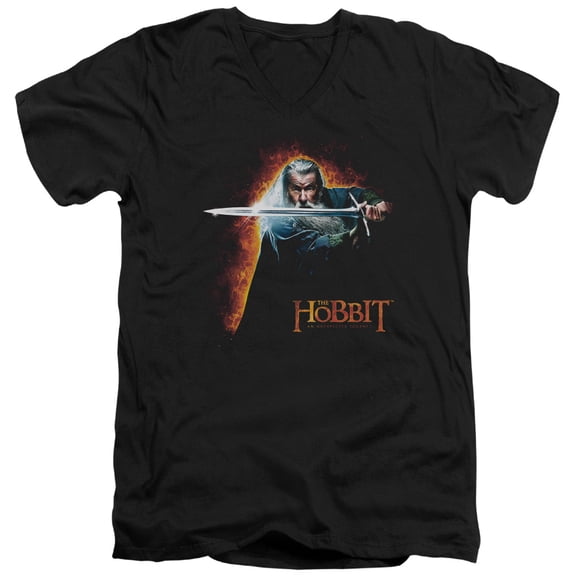 The Hobbit Secret Fire S/S Adult V-Neck T-Shirt Black