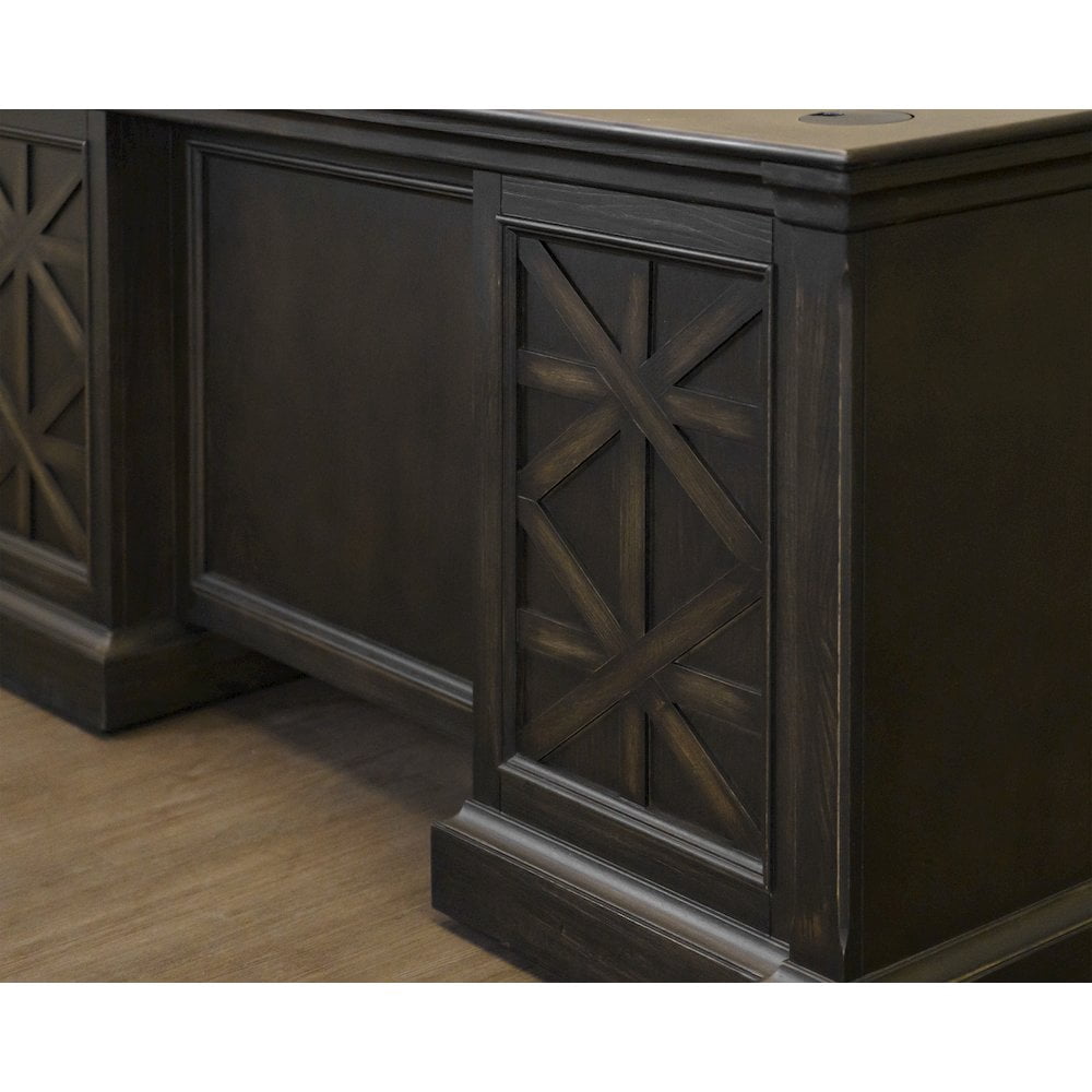 Martin Furniture 66"W Wood Double Pedestal Executive Desk Dark Brown