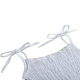 thumbnail image 4 of Baby Girls Summer Romper with Hair Band Solid Color Sling Shoulder Tie Outfit, 4 of 9