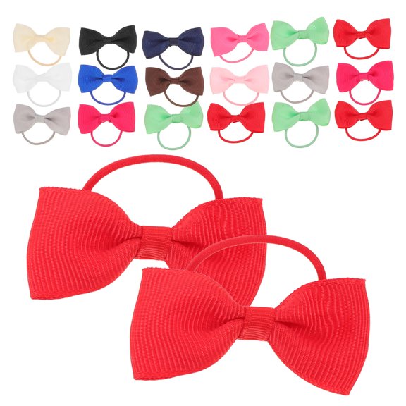 OUNONA Dog Bowknot Hair Accessories Assorted Color Canvas Rubber for Decoration 30Pcs