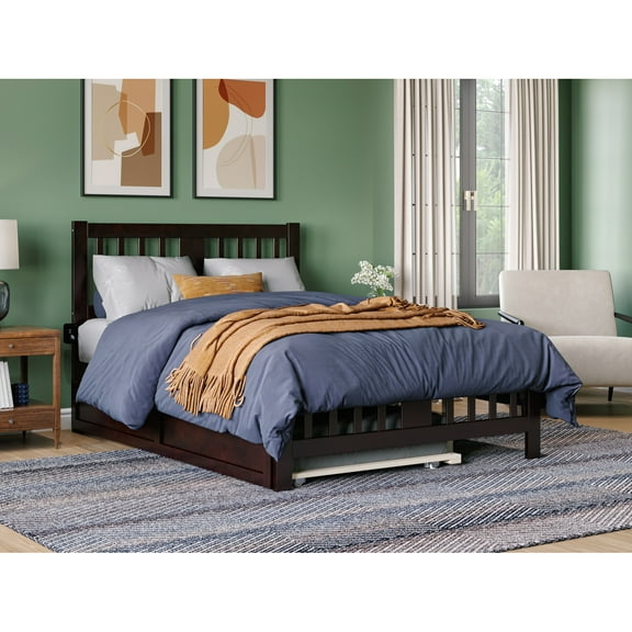 AFI Tahoe Solid Wood Full Bed with Footboard and Twin Trundle in Espresso