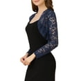 thumbnail image 4 of INSPIRE CHIC Women's Floral Lace Sheer Open Front Bolero Shrug Cropped Cardigan XL Dark Blue, 4 of 7