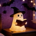 thumbnail image 3 of Halloween Ghost Guitar Reading Night Light, Cute LED Table Lamp, Spooky Ghost with Book and Guitar Ornament for Home Bedroom Desk Decor, 5.51x4.44Inch, 3 of 4